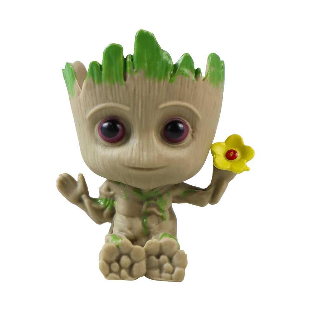 Groot Mini Action Figure Holding Flower Pot Tanaman 5cm - TKR3 - Brown