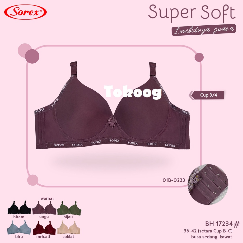 BH SOREX KAWAT 17234 BRA WANITA DEWASA 36 38 40 42 BUSA SEDANG CUP B-C 3/4 KAIT 3