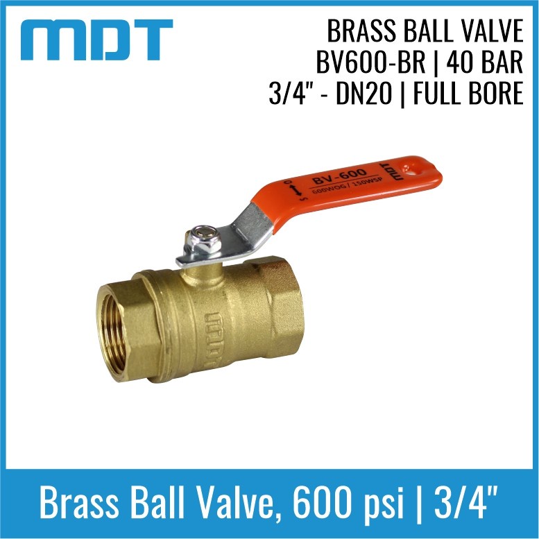 MDT | BV600-BR | Ball Valve, Brass, Full Bore, 3/4"