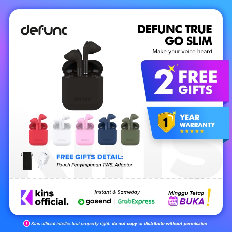 Defunc True Go Slim True Wireless Earbuds Earphone TWS True GoSlim