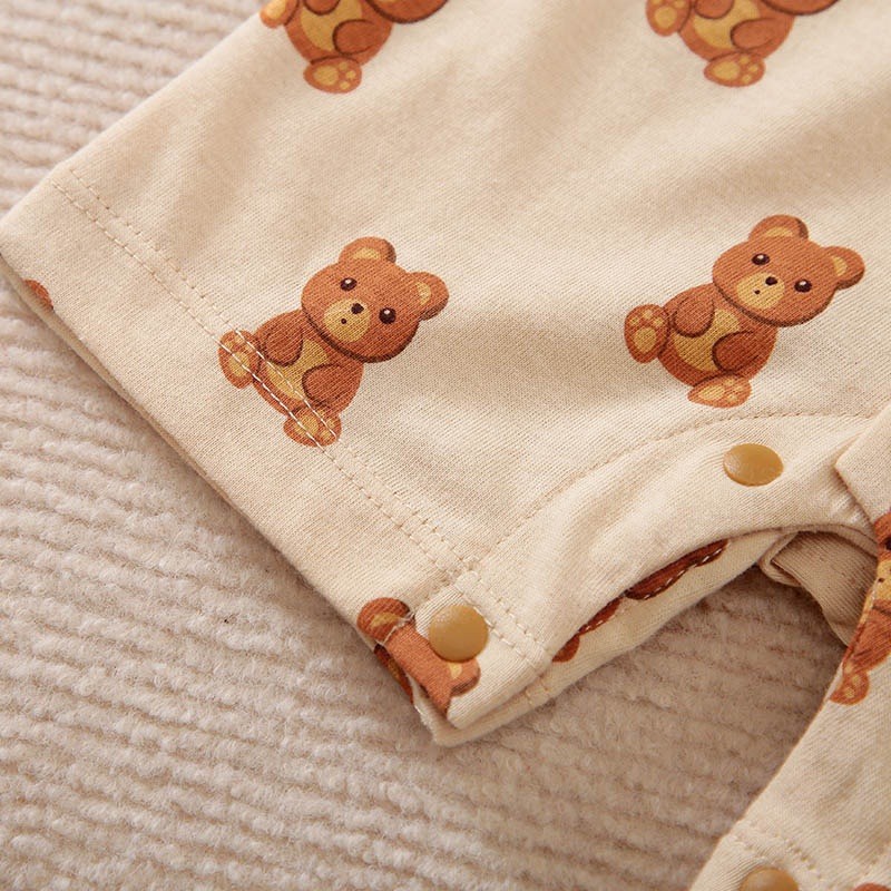 Jumper bayi lengan pendek Motif BEAR BROWN lucu ala korea premium usia 0-18 bulan