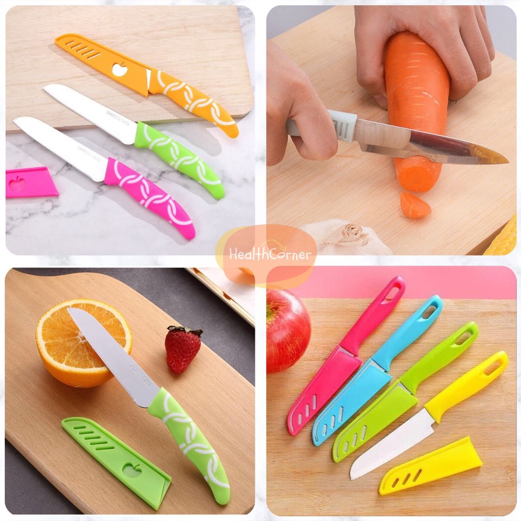 Pisau Dapur Stainless with Case RANDOM - Kitchen Knife Pisau Sayur Buah Tajam / Pisau Lipat Traveling