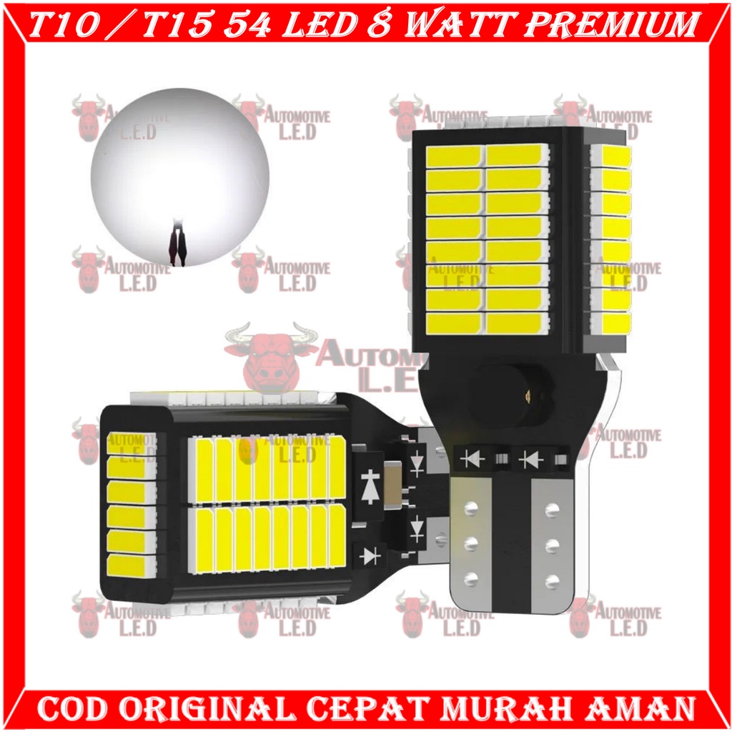 ORIGINAL LAMPU LED T10 54 LED 8 WATT SUPER PREMIUM LED CANBUS SUPER BRIGHT MERK SXC LAMPU SENJA
