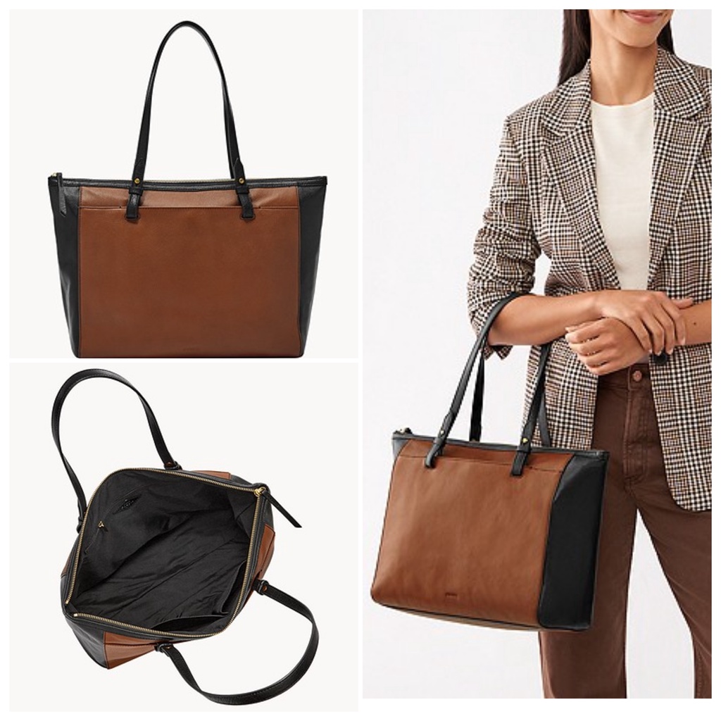 Tas Fos Rachel Tote Brown Black sz 34-44x29x10cm
