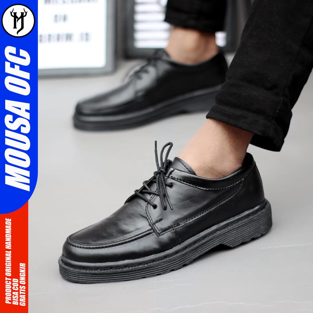 Sepatu Formal Pantofel Docmart Kerja Pria Hitam Mousa Jame
