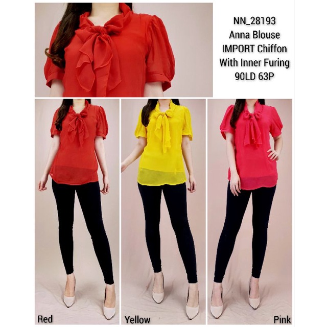 Atasan blus wanita fashion merah lebaran , natal dan imlek 28193