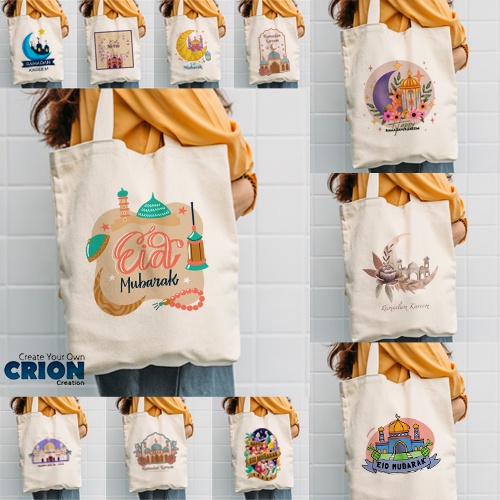 Totebag /Goodie Bag Lebaran / Idul Fitri / EID Mubarak bisa custom Nama - by Crion