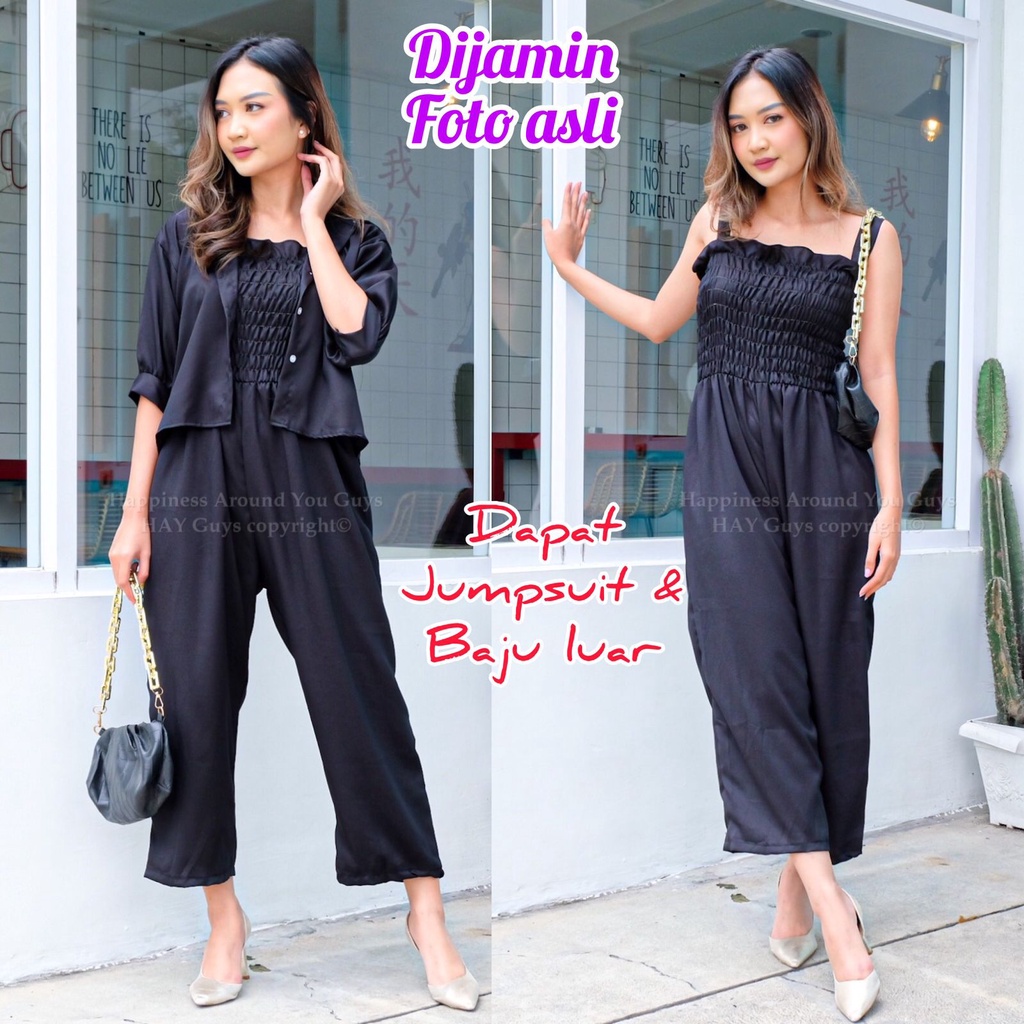 TERJAMIN FOTO ASLI Baju Jumpsuit Wanita ( Dapat JUMPSUIT+BAJU LUAR ) Jumpsuit Wanita Korean Style Ja