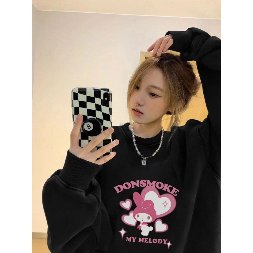 Sweater Oversize Pink Cartoon Unisex Sweater Oversize Korean Style