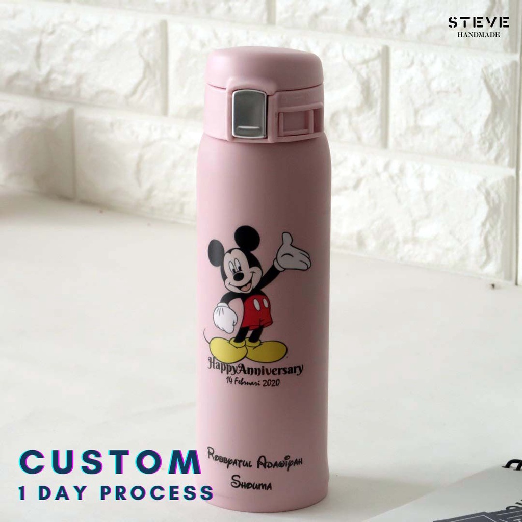 Botol minum stainless termos vacuum tumbler travel mug TM0319 Pink