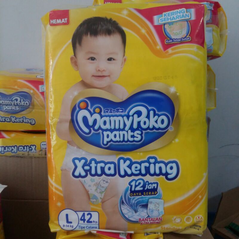 MamyPoko Pants Xtra Kering S56 M48 L42 Popok Mamy Poko Ukuran S Isi 56 / M 48 / L 42 Tipe Celana Kemasan Jumbo Lebih Hemat M50 L44