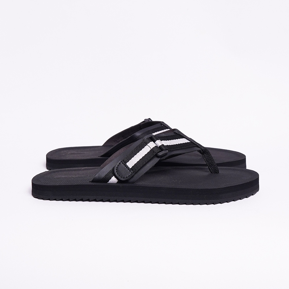 Sandal Pria Webbing Black Line White Big Size / Sendal Casual Outdoor Hikking Ukuran Besar Jumbo 44 Sampai 49