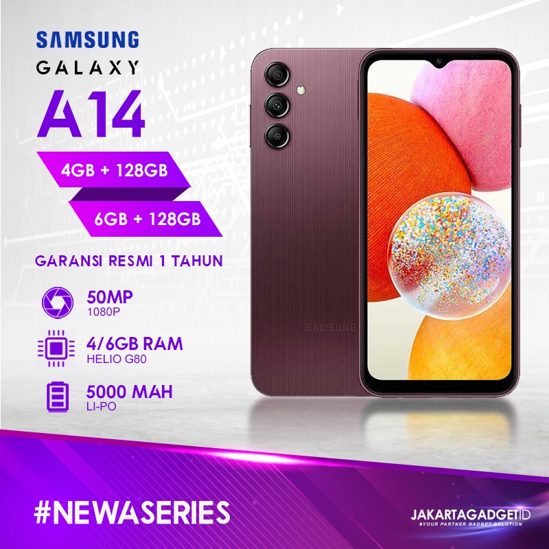 Samsung Galaxy A14 [4G] 4GB+128GB 6GB+128GB Garansi Resmi 1 Tahun