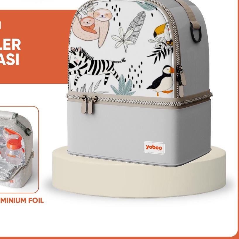 ❇ Yoboo Cooler Bag ASI / Tas Pendingin Botol Susu Bayi Abu-abu YB-0111-1 ❇
