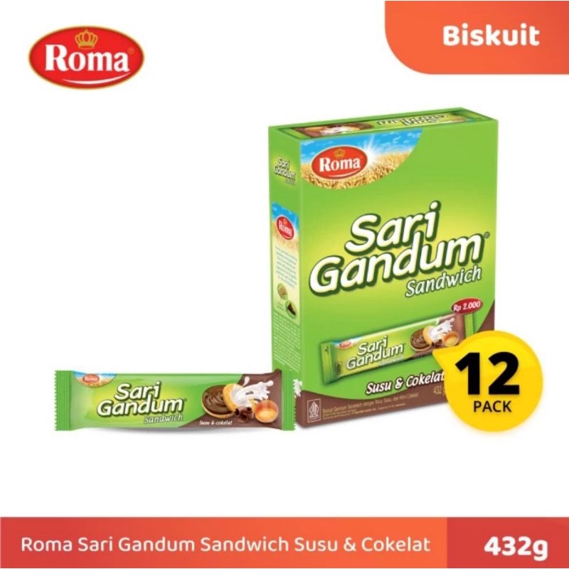 

Roma Sari Gandum Coklat 12 Sachet 36gr