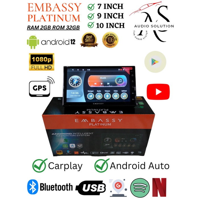 Terlaris Head Unit Android Embassy 7 Inch Platinum Ram 2Gb / Rom 32Gb