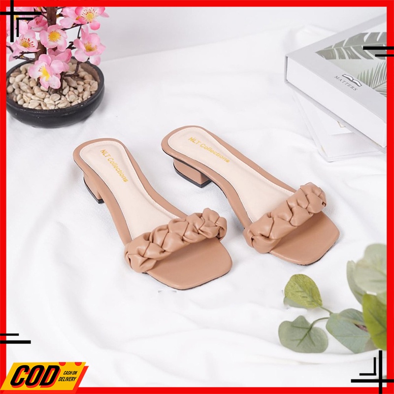 Sandal Heels Hils Hak Tahu Wanita 3cm Hitam Sendal Hels Hak Tahu Heel Hells Hills Hitam Putih Tinggi