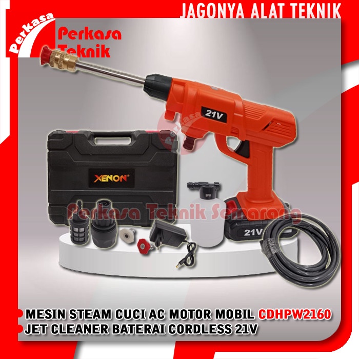 ___] XENON MESIN JET CLEANER BATERAI CORDLESS 21V STEAM CUCI AC MOTOR MOBIL