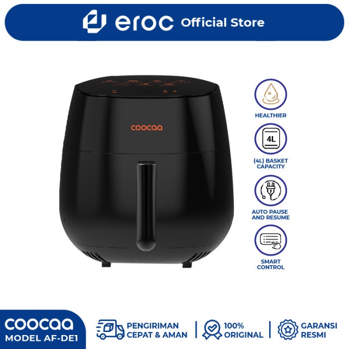 [Fryer] Coocaa Air Fryer - Kapasitas 4L - Digital Preset - (Model: Af-De1) [Dapur]