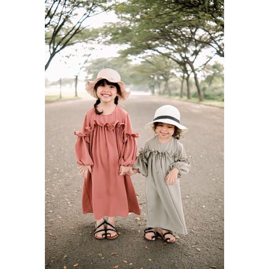 LONG DRESS QUEENSHA DRESS ANAK LEBARAN GAMIS ANAK