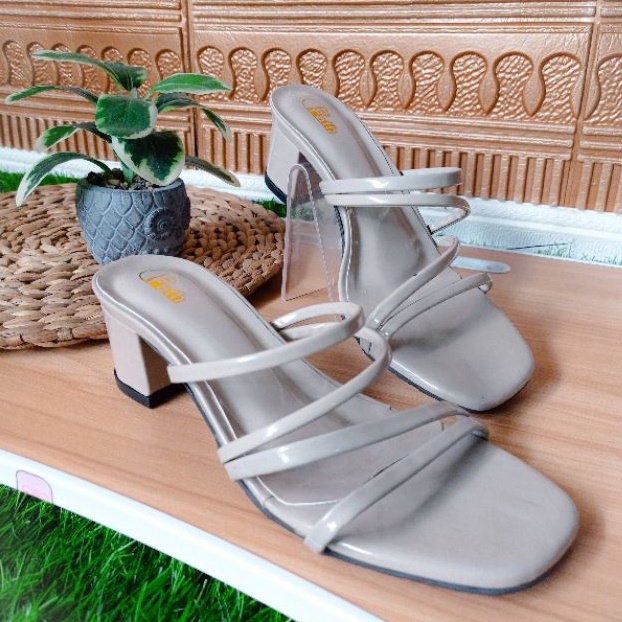 SW99 - Sandal heels tali wanita hak tahu 5 cm HB-01K