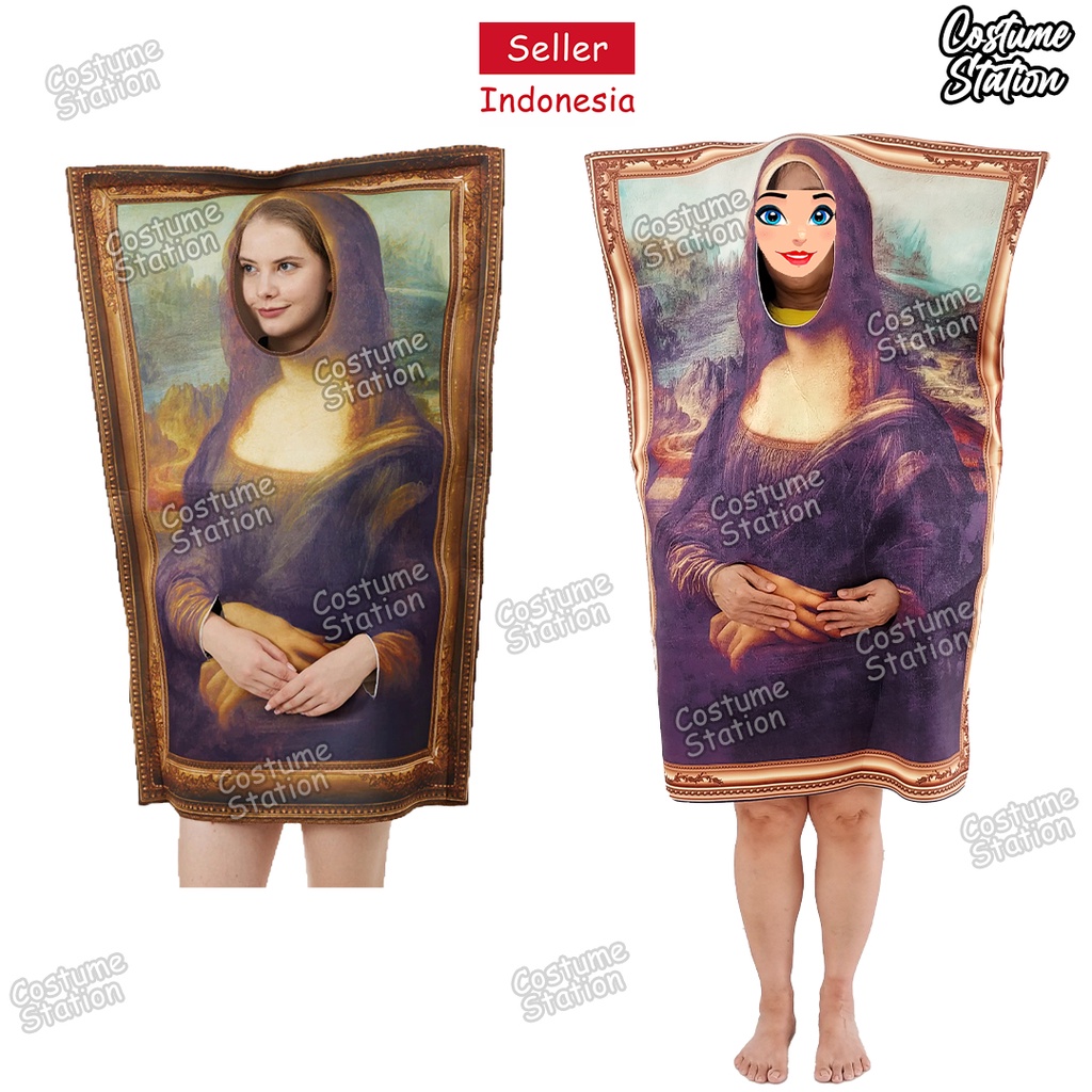 Kostum Monalisa Painting Mascot / Costume Lukisan Halloween lucu dewasa