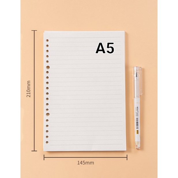 

Loose Leaf A5 Kertas File isi Binder Ukuran A5 (14,8x 21 cm) - Jumlah lubang : 20, Bahan Bookpaper 72 gsm