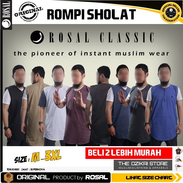 Rompi Sholat ROSAL Classic Rompi Sholat Shalat Muslim Pria Original GROSIR(Q8E8) rompi sholat premiu