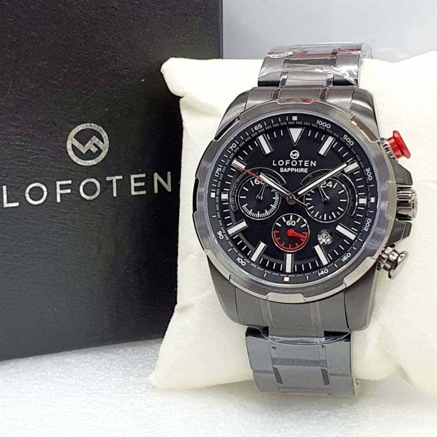 LOFOTEN 6510 Jam Tangan Pria Analog Sapphire Chronograph Date Original - Black