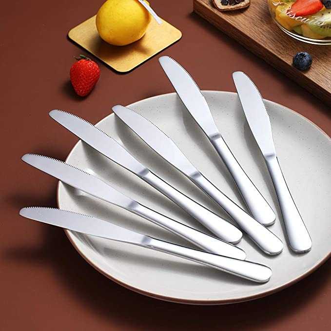 Pisau Roti Dessert Table Knife Stainless Steel Comfortable Grip Piso Tajam Bergigi Potong Roti Stainless Steel