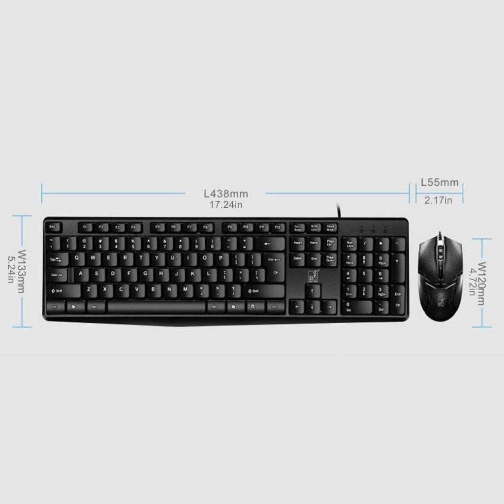 Set Keyboard Mouse Wired Universal Waterproof 1000 DPI - Q9B - Black