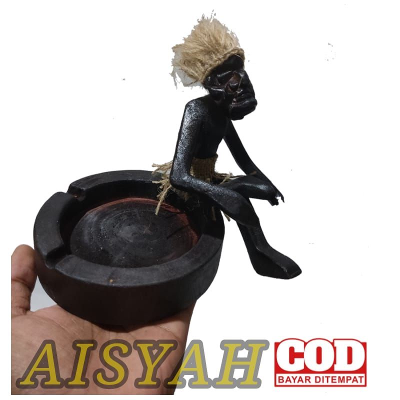 asbak kayu hiasan  rumah karakter suku asmat sedang