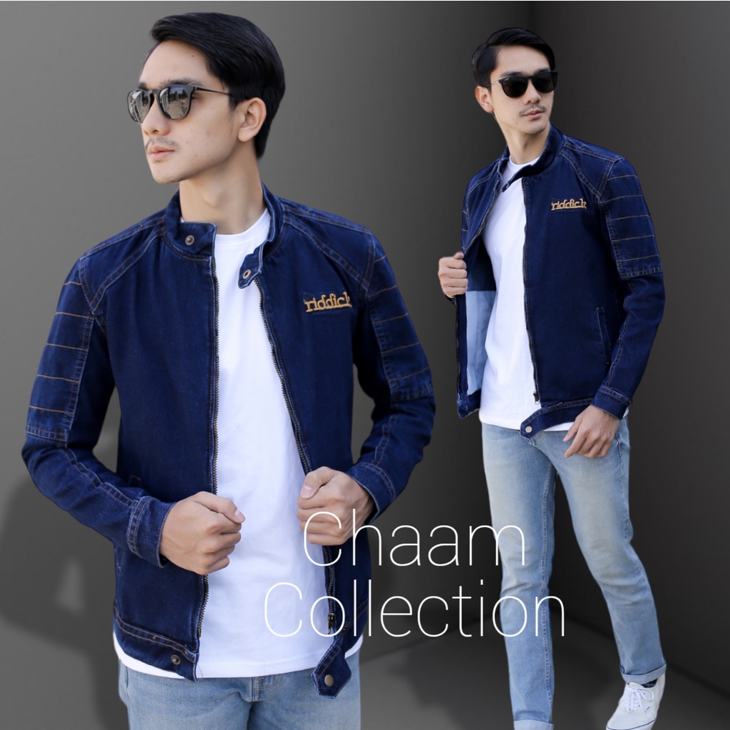 [COD[Jaket Jeans Denim Skin Combined|Jaket Jeans Denim Motif List Lengan|Jaket Jeans Denim Casual