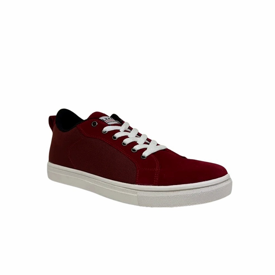 BONUS TAS &amp; KAOS KAKI | Sepatu Pria Maroon Sneaker Tali Casual Cowo Pemuda