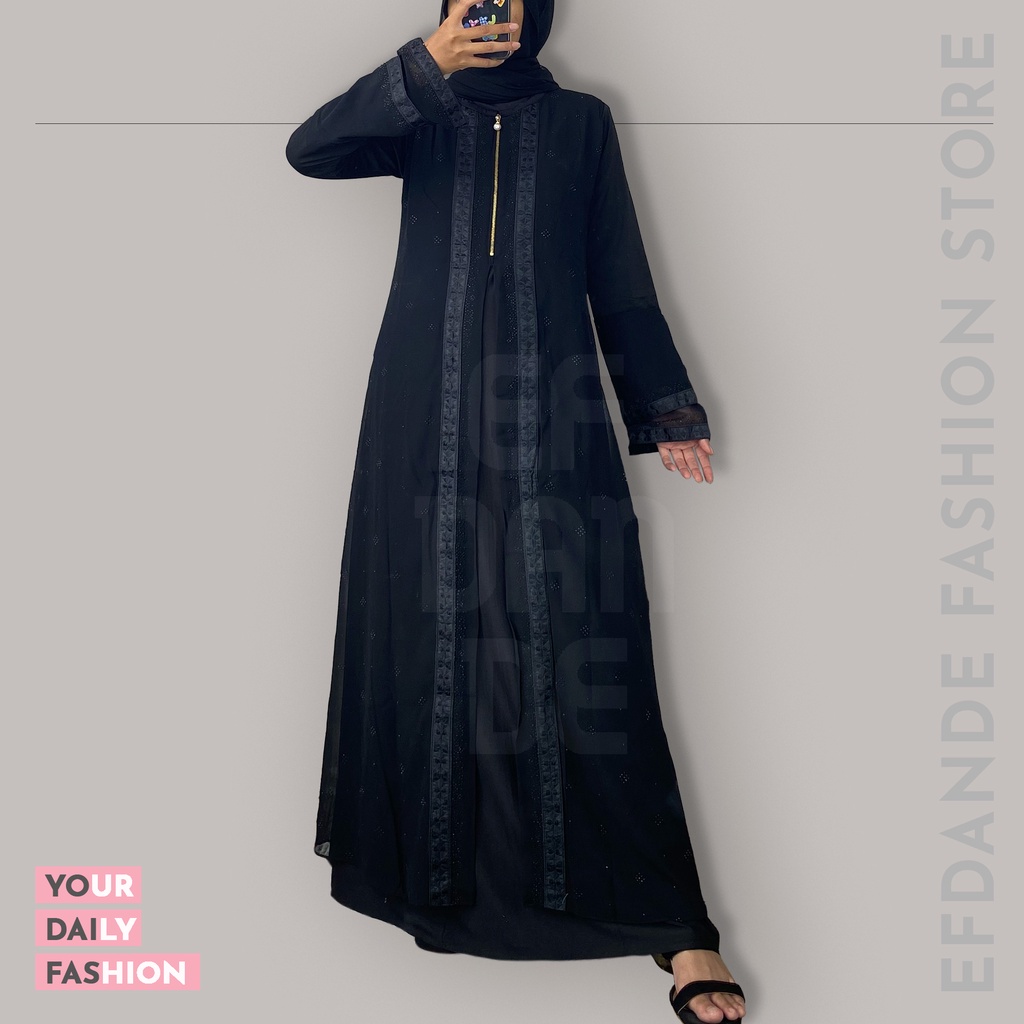 Ayesha Abaya Turkey Ld 100 - 120 cm 600 Gram Allsize Fit Xl Arab Saudi Dubai Ori Mix Ceruty Bordir O