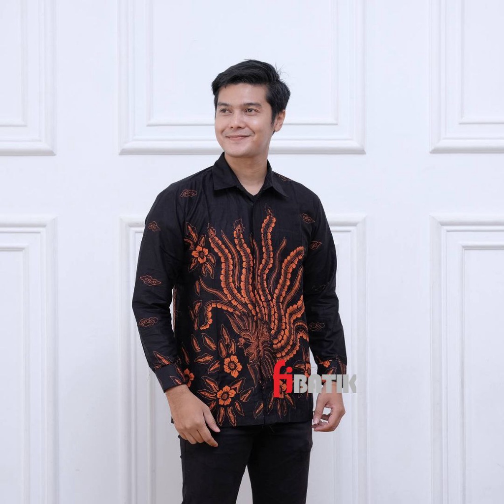 Kemeja Batik Anak Laki-laki Couple Batik Ayah Anak Lengan Panjang Dan Pendek Warna Hitam Motif Cendrawasih