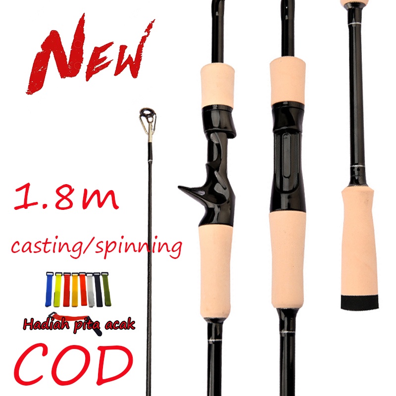 joran pancing 1.8M 2 Bagian berongga Spinning/Casting Fishing Rod Fishing Pole Fishing Tackle Outdoor Fishing Pancing