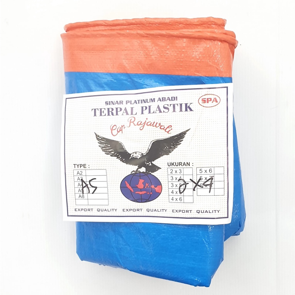 Rajawali ORI 100% Super UV A5 2x3 2x4 Meter BIRU MUDA ORANGE Terpal Plastik PREMIUM Bagus Awet Dan Murah