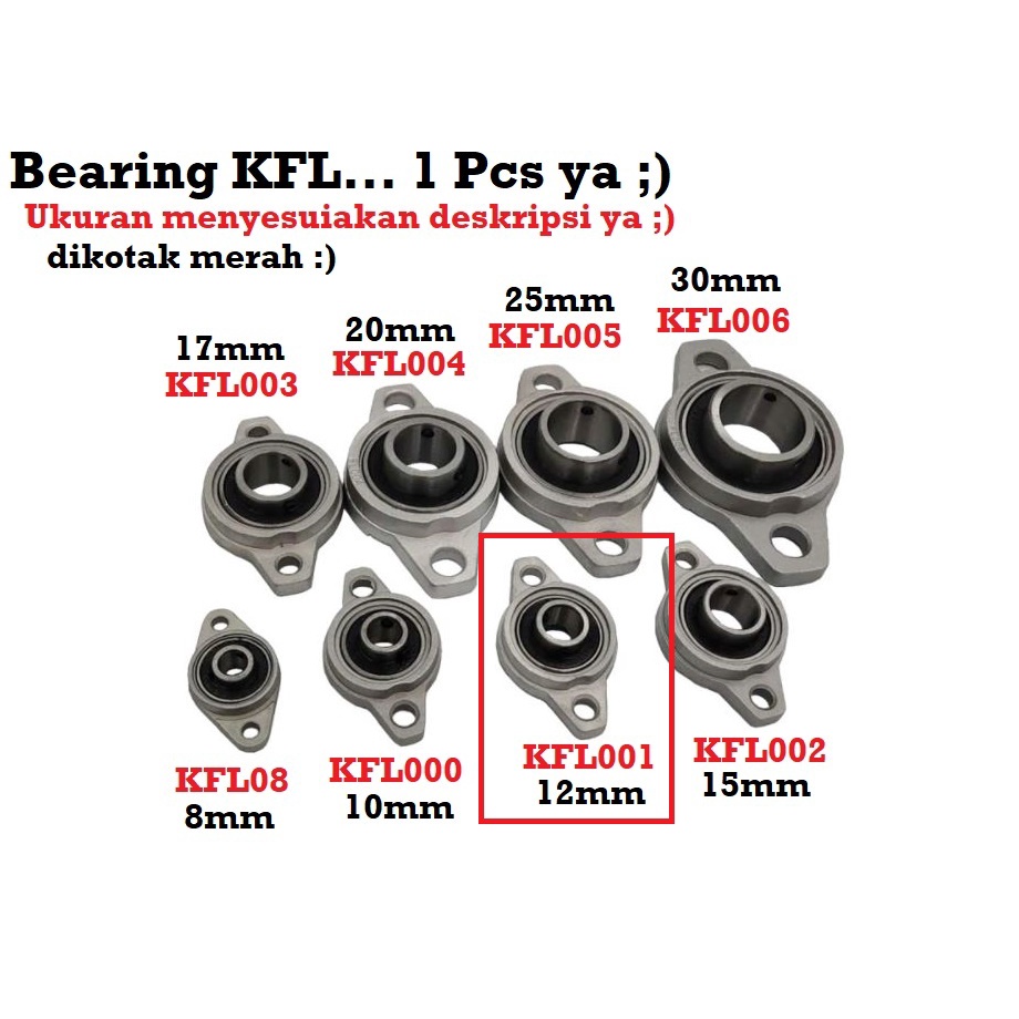 [HAEBOT] Bearing Pillow Block KFL001 12mm Bracket Holder Shaft LeadScrew CNC 3D Printer Ball Threaded Rod As Besi Mekanik Screw Vertikal