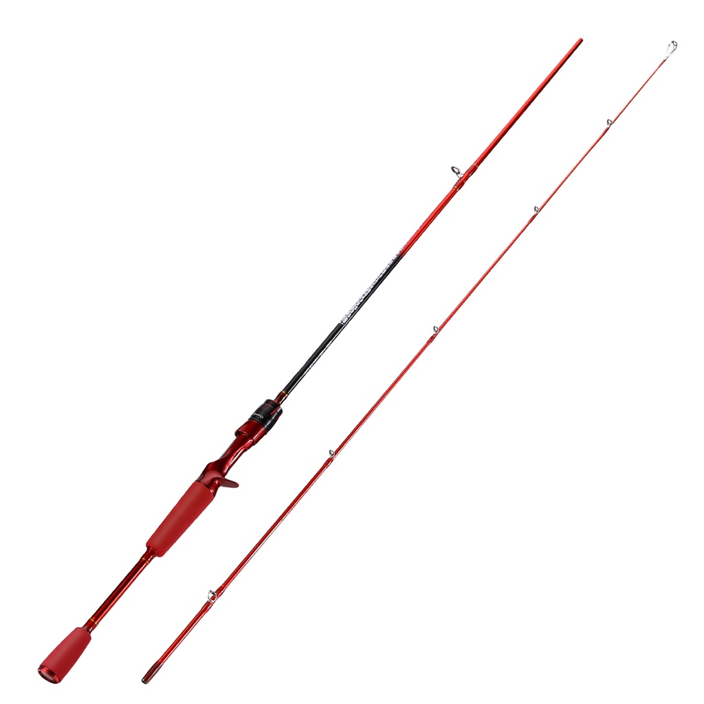 Sougayilang Joran Pancing 1.8M Red Fishing Rod 2 Sections Joran Pancing ML Power 4-12LB Spinning Fishing Rod Solid Carbon Fiber Untuk Air Manis Atau Air Manis  Joran Pancing