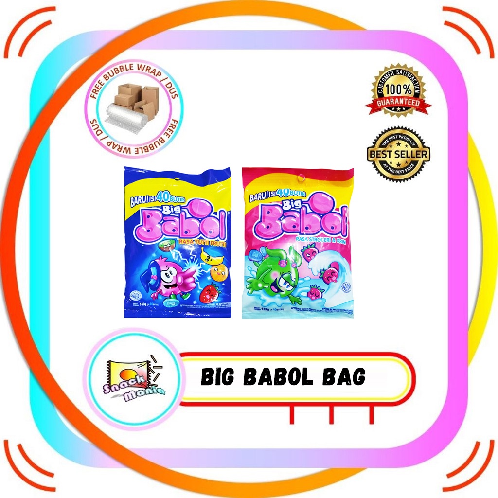 

Permen Karet Big Babol Tutti Frutti - Stroberi Krim +- 40 Pcs 140 gr