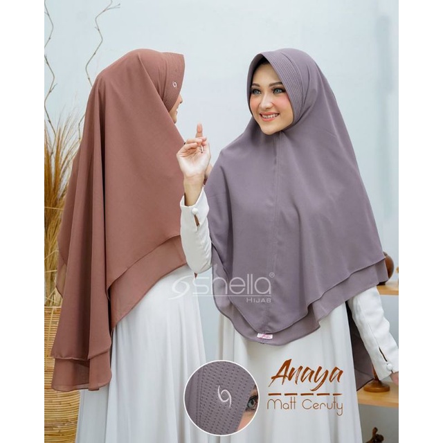 Bergo Anaya Ceruty Babydoll 2layer // Khimar Jumbo ceruty ori Shella
