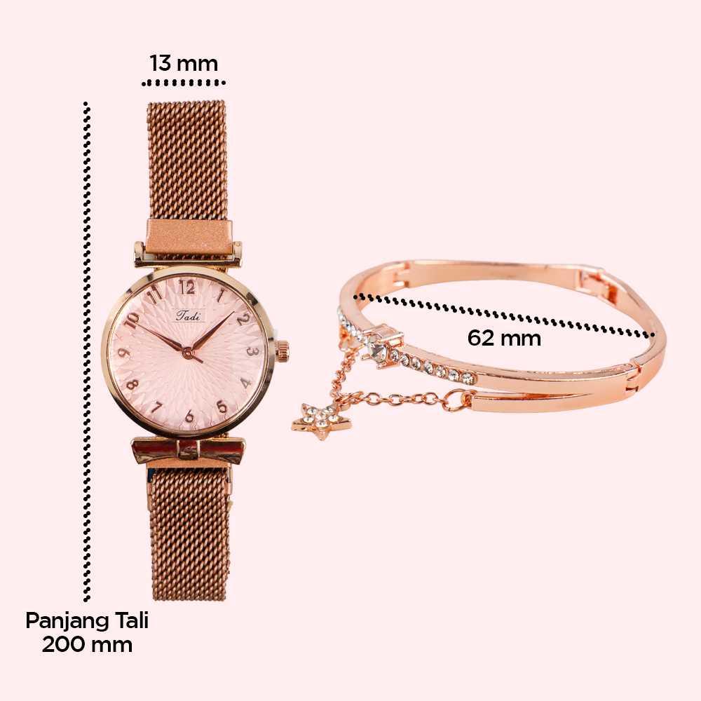 Jam Tangan Wanita Stainless Steel with Bracelet - LV01 - Rose Gold/White