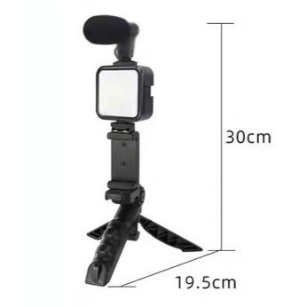 5in1 Vlogging KIT Paket Vlog AY49 LED Light Tripod Phone Holder Microphone Remote Shutter