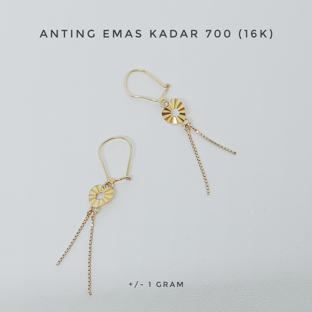 Anting Panjang Emas Kadar 700 (16K) Berat +/- 1 gram
