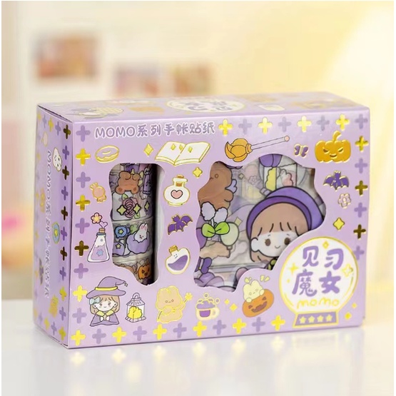 STICKER MOMO WATERPROOF ISI 100 LEMBAR PER BOX-STICKER ROLL UNGU