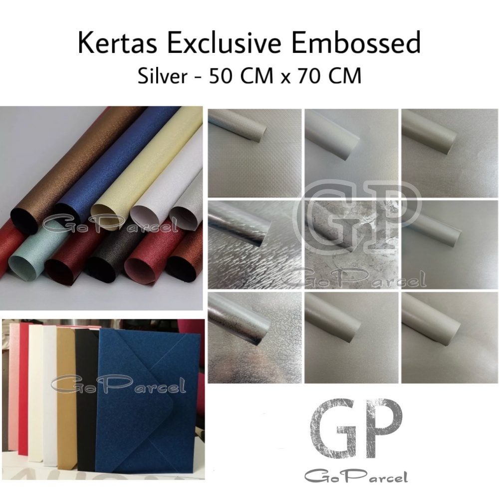 KERTAS EXCLUSIVE EMBOSSED MIX MOTIFS -  BIRU TOSCA - GRAY SILVER - GIFT WRAP PEARL PAPER - KERTAS KADO EKSCLUSIF EMBOS TEXTURE 3D CLASSIC TIMBUL GOLD RED BRONZE SILVER IVORY MAROON FANCY CLASSIC EUSTHATIC