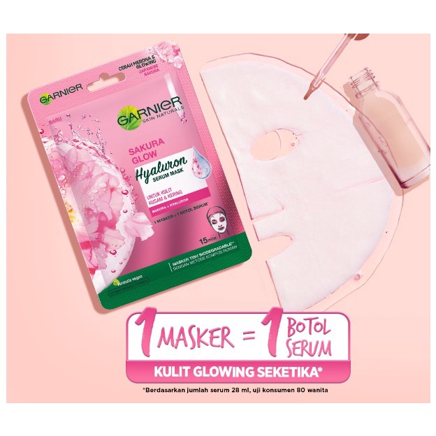 [BPOM] Garnier Serum Mask Sakura Glow Skin Care Masker Wajah Skincare Glowing White Sheet Mask