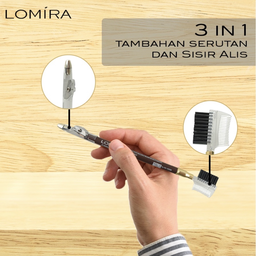 Eyebrow Pensil Alis 2,5 Gr Serutan + Sikat Eyebrow Pencil Make Up BPOM LOM-EYEBROW-P Brown