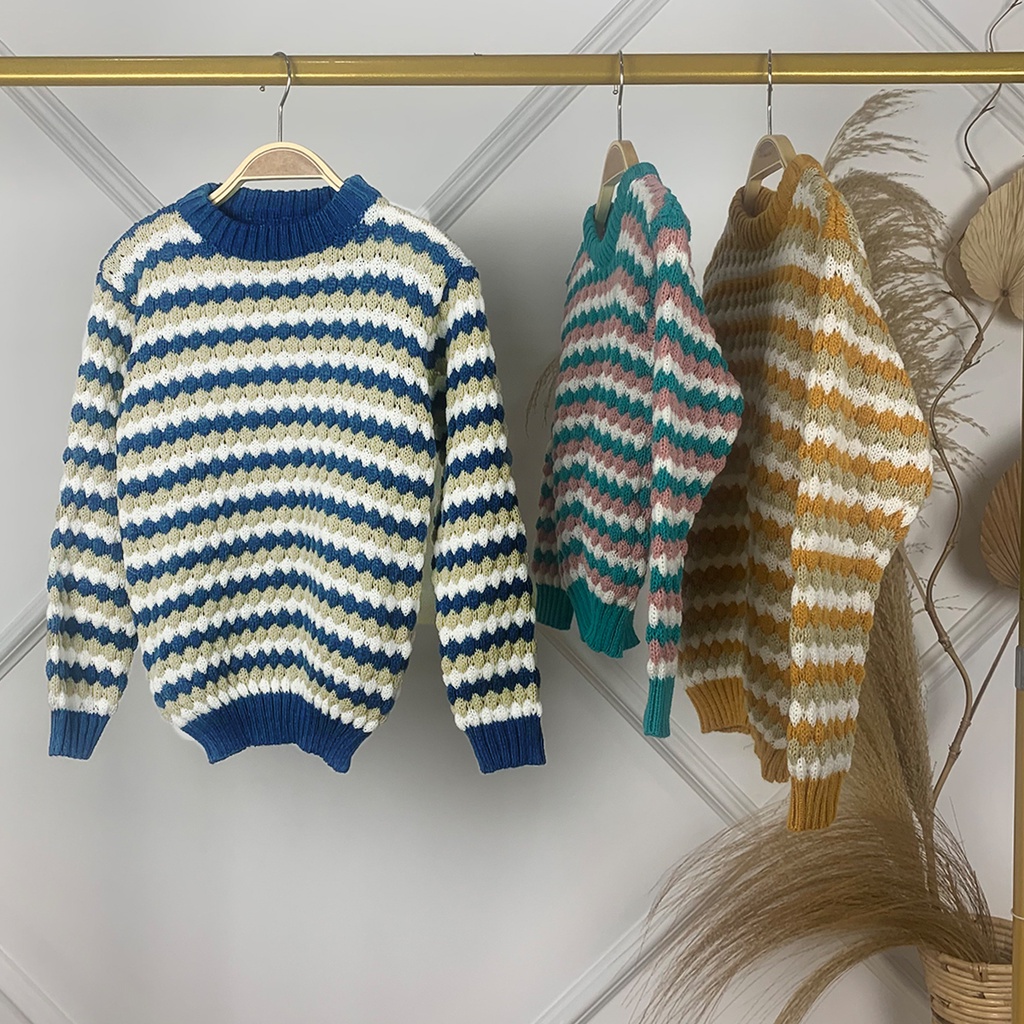 TOKOMILKAN - Sweater Rajut Anak Perempuan QUEEN Kids Popcorn | Sweater Rajut Anak Perempuan OVERSIZE